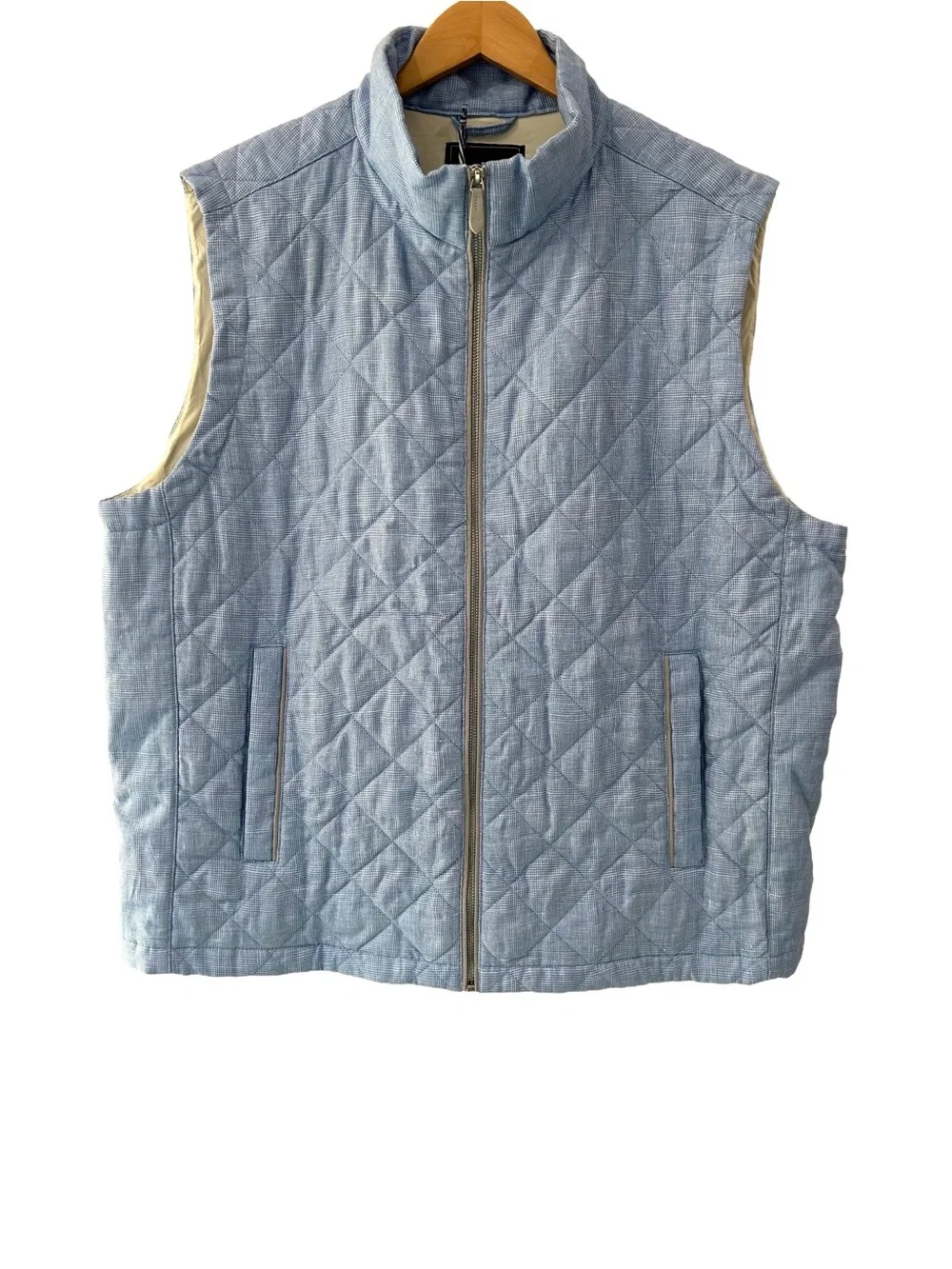Vineyard Vines men’s Linen cotton Dorset Vest XL blue quilted insulated NWT
